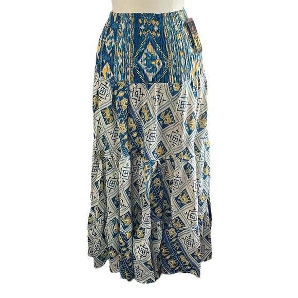 NWT BOUTIQUE Bohemian Smocked Waist Tiered‎ Maxi Skirt - Picture 1 of 7